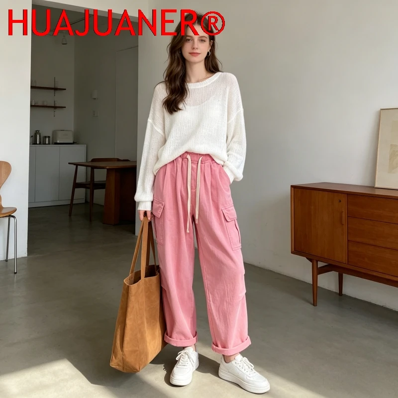 Cargo Pants Jeans Women Denim Elastic Waist Drawstring Multiple Pocket Trousers Streetwear Vintage Washed Distressed 2026 Spring
Cargo Pants Jeans Women Denim Elastic Waist Drawstring Multiple Pocket Trousers Streetwear Vintage Washed Distressed 2026 Spring