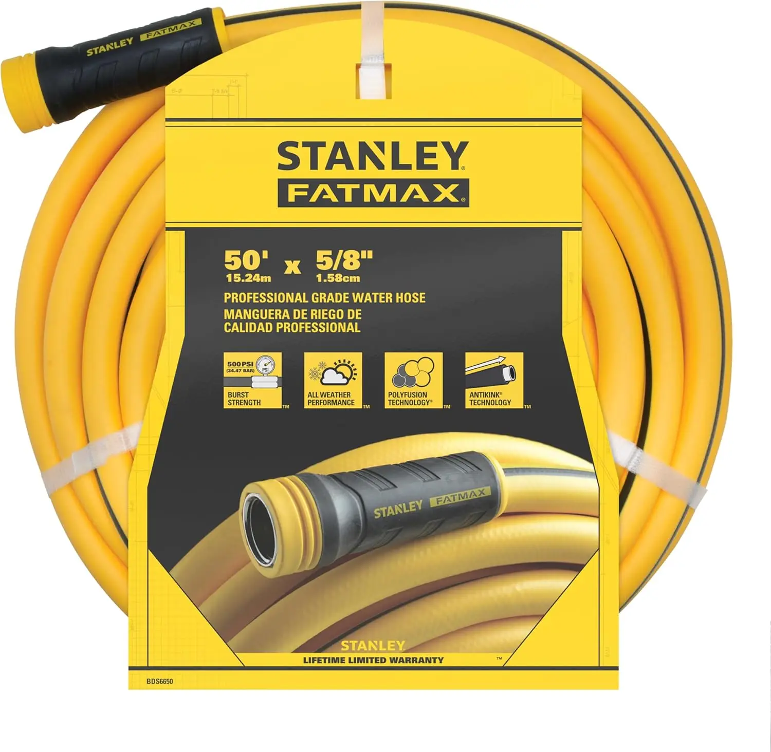 Professional Grade Garden Hose 50ft x 5/8in, Lightweight AntiKink Water Hose with Crush-Proof Couplings, 500 PSI, Easy to Use
Professional Grade Garden Hose 50ft x 5/8in, Lightweight AntiKink Water Hose with Crush-Proof Couplings, 500 PSI, Easy to Use
