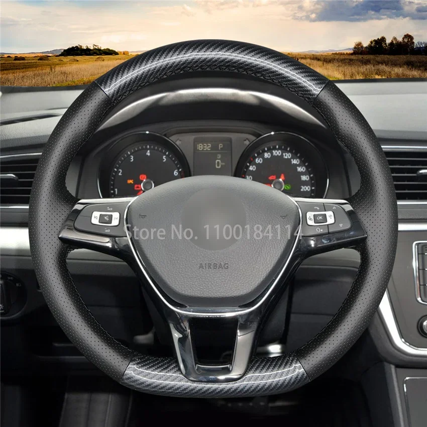 Hand-Sewn PU Carbon Fiber Leather Car Steering Wheel Cover for Volkswagen VW Golf 7 (VII) Polo Passat Variant Touareg Touran
Hand-Sewn PU Carbon Fiber Leather Car Steering Wheel Cover for Volkswagen VW Golf 7 (VII) Polo Passat Variant Touareg Touran