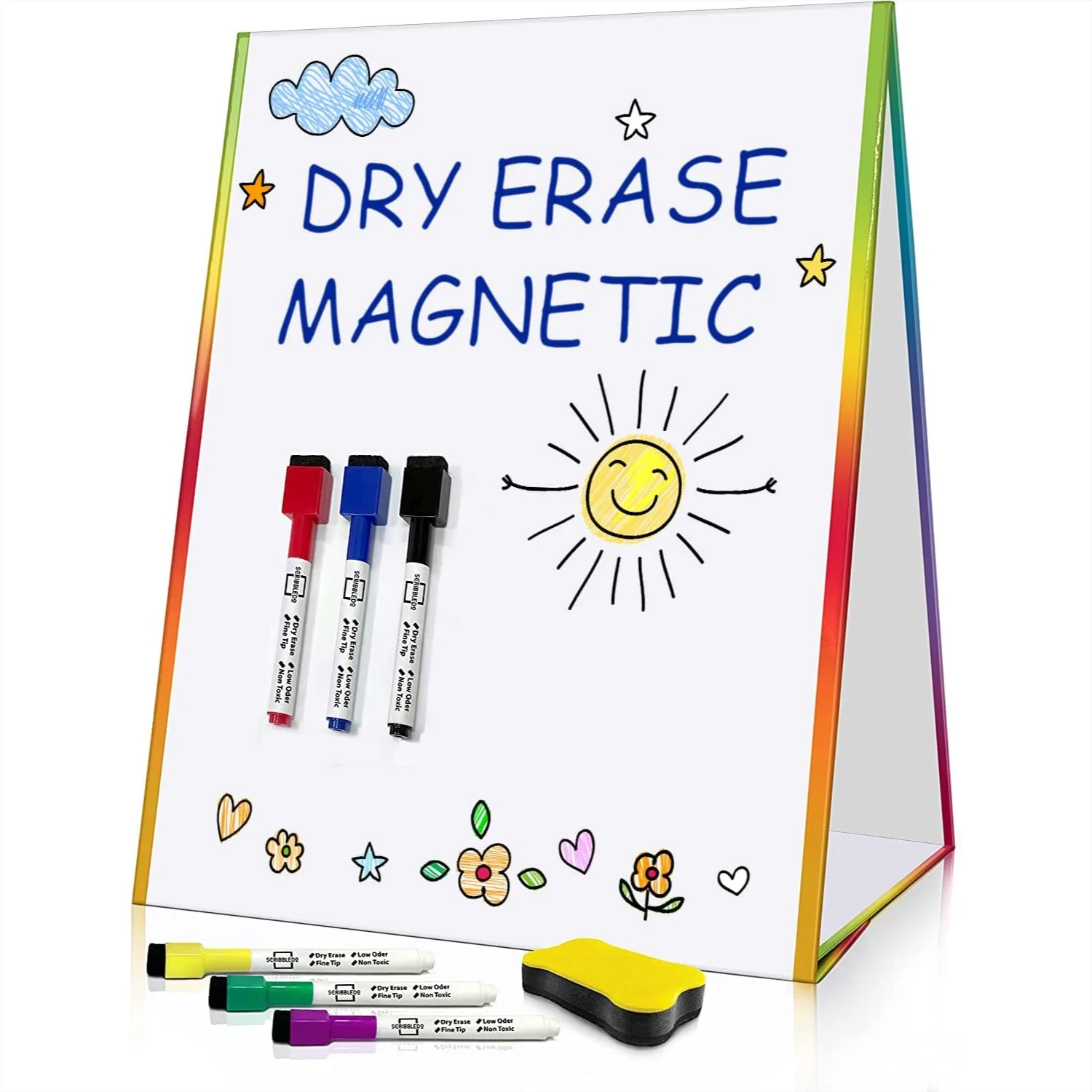 Magnetic Tabletop Whiteboard for Kids - Double-Sided Dry Erase Easel with 6 Markers & Eraser
Magnetic Tabletop Whiteboard for Kids - Double-Sided Dry Erase Easel with 6 Markers & Eraser