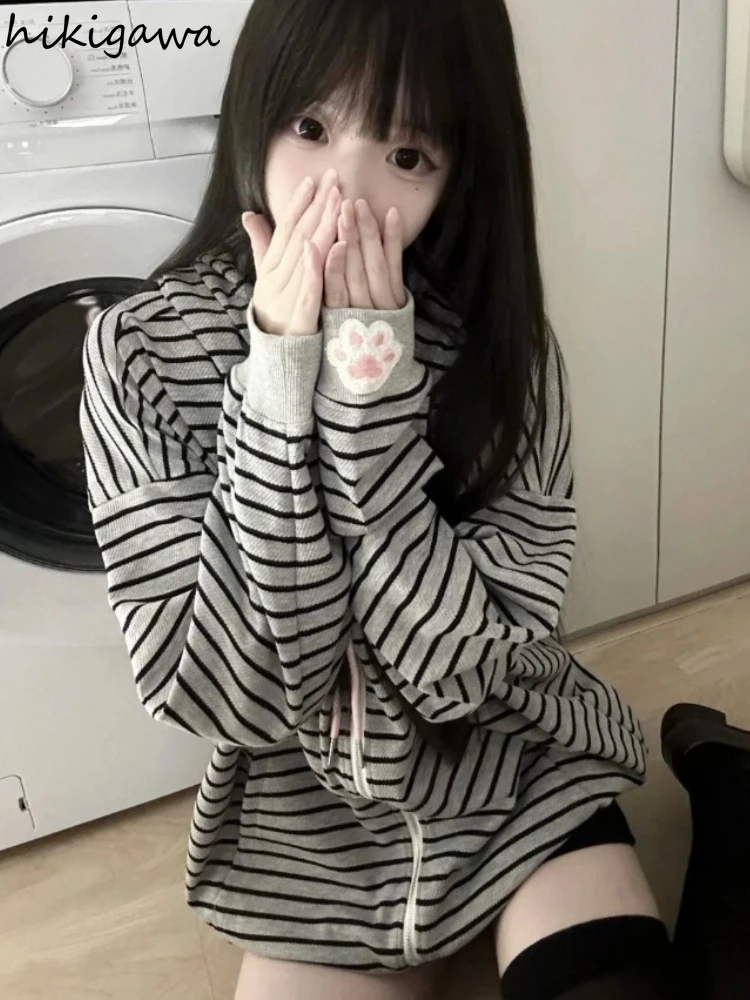 Cat Ears Striped Hooded Long Sleeved Sweatshirts Coats Fashion Japanese Hoodies Ropa Mujer Streetwear Casual Hoodie Y2k Clothes
Cat Ears Striped Hooded Long Sleeved Sweatshirts Coats Fashion Japanese Hoodies Ropa Mujer Streetwear Casual Hoodie Y2k Clothes