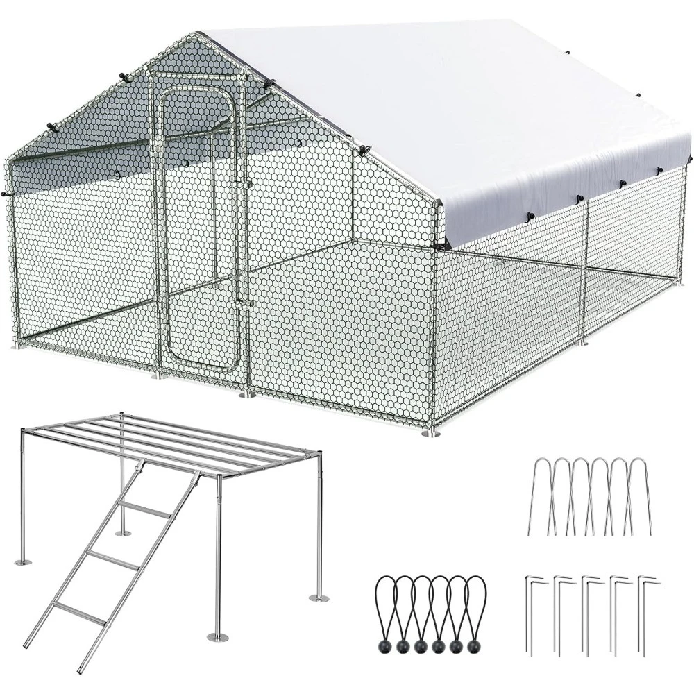 Large Metal Chicken Coop Run, W/Roosting Perch for 20+ Poultry, with Heavy Duty Wire, Mesh and Waterproof Roof Cover
Large Metal Chicken Coop Run, W/Roosting Perch for 20+ Poultry, with Heavy Duty Wire, Mesh and Waterproof Roof Cover