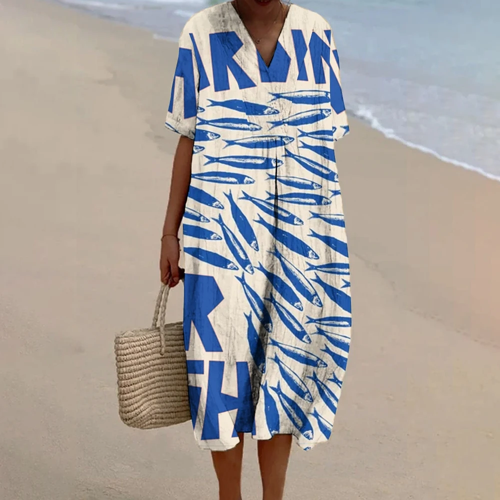 Hawaiian Dress for Women Advanced V-neck Fashion Summer Short Sleeves Sexy Korean Style Women Elegance A-line Dresses NEW
Hawaiian Dress for Women Advanced V-neck Fashion Summer Short Sleeves Sexy Korean Style Women Elegance A-line Dresses NEW