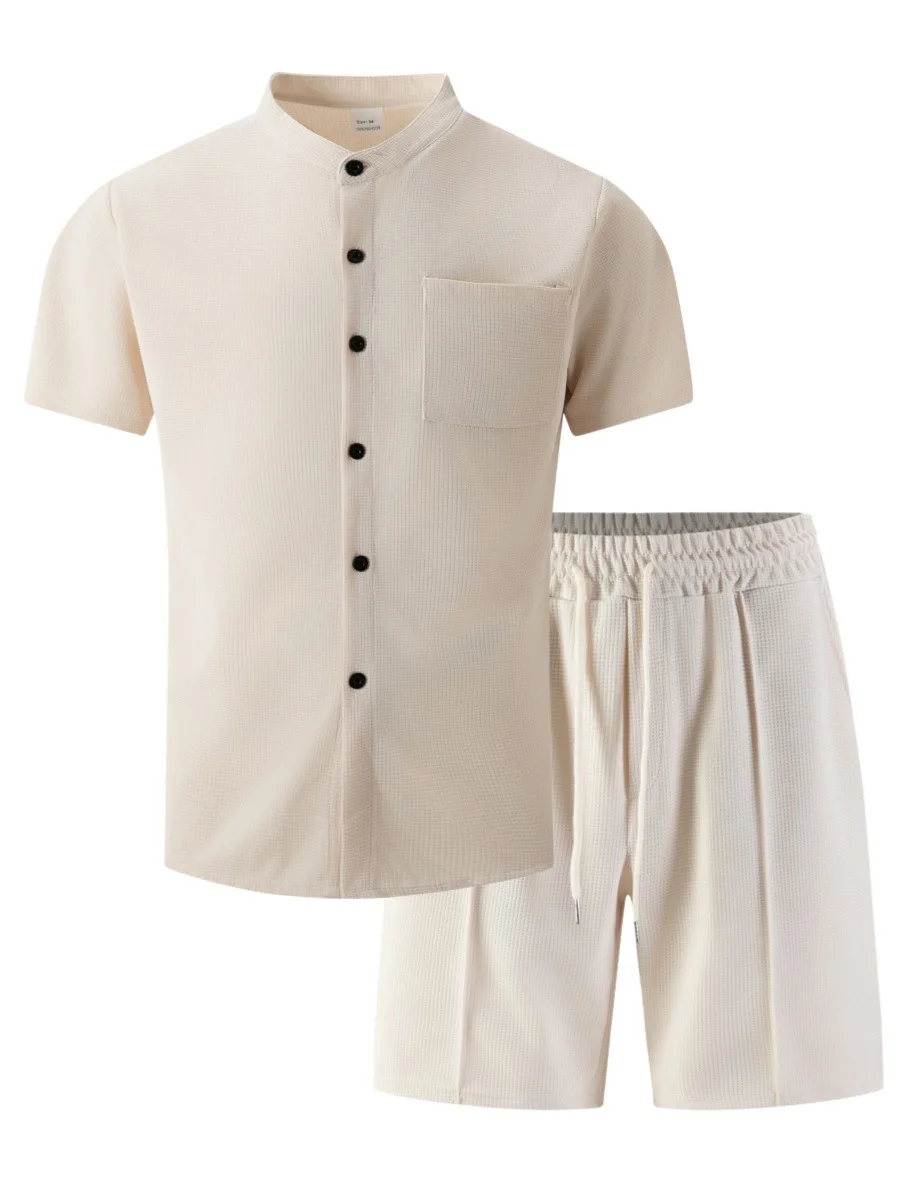New summer men's waffle knit crew-neck shirt and shorts set - breathable casual sportswear - street style beachwear
New summer men's waffle knit crew-neck shirt and shorts set - breathable casual sportswear - street style beachwear