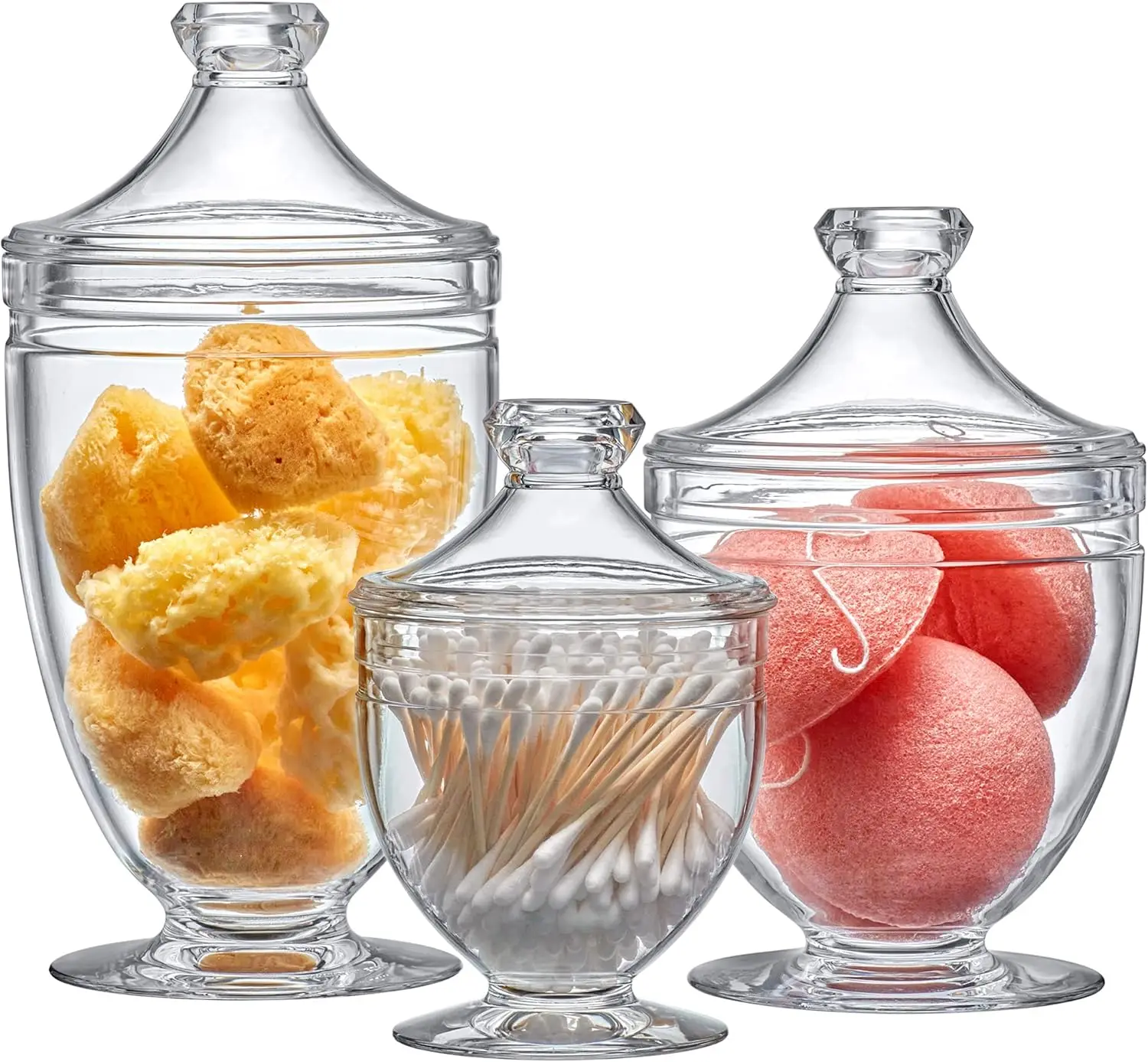Acrylic Apothecary Jars 3-Piece Set, 46/34/12 oz, Shatter-Proof for Bathroom Vanity
Acrylic Apothecary Jars 3-Piece Set, 46/34/12 oz, Shatter-Proof for Bathroom Vanity