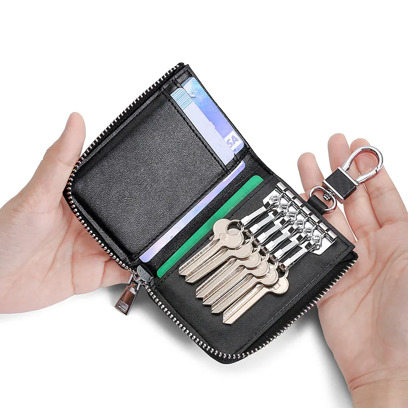Luxury Leather 6 Hooks Key Organizer Case Home Car Keychain Wallets for Women Men's Zipper Credit Card Key Holder Bag Coin Purse
Luxury Leather 6 Hooks Key Organizer Case Home Car Keychain Wallets for Women Men's Zipper Credit Card Key Holder Bag Coin Purse