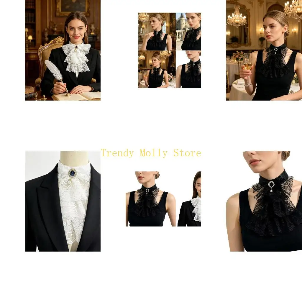 N5KB Victorian Inspired Lace Detachable Collar Lightweight Dress Shirt Collar Breathable Fabric For Various Occasion
N5KB Victorian Inspired Lace Detachable Collar Lightweight Dress Shirt Collar Breathable Fabric For Various Occasion