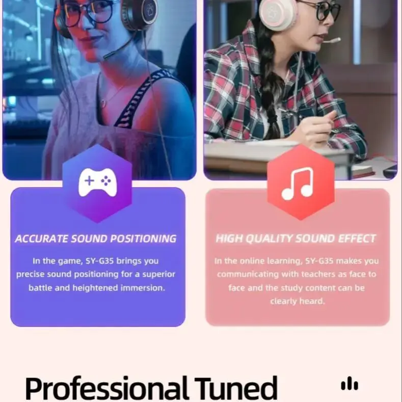 2025 New gaming headphones wired pc SY-G35 LZ-8 For Sooyn Portable Audio gaming headphone bluetooth with mic white led light
2025 New gaming headphones wired pc SY-G35 LZ-8 For Sooyn Portable Audio gaming headphone bluetooth with mic white led light