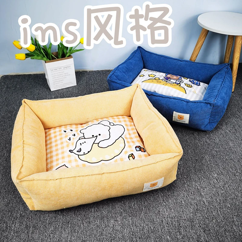 Fabric Art Square Velvet Strip Pet Sofa Printing Padded Thickened Dog Bed Four Seasons Universal Comfortable Breathable Cat Bed
Fabric Art Square Velvet Strip Pet Sofa Printing Padded Thickened Dog Bed Four Seasons Universal Comfortable Breathable Cat Bed