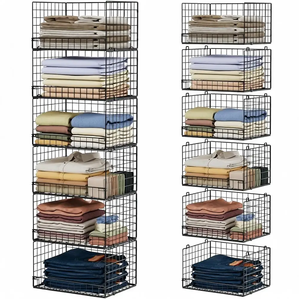 6-уровневые складные органайзеры для шкафа, полки для хранения, система хранения свитеров, система организации одежды, черный цвет
6-уровневые складные органайзеры для шкафа, полки для хранения, система хранения свитеров, система организации одежды, черный цвет