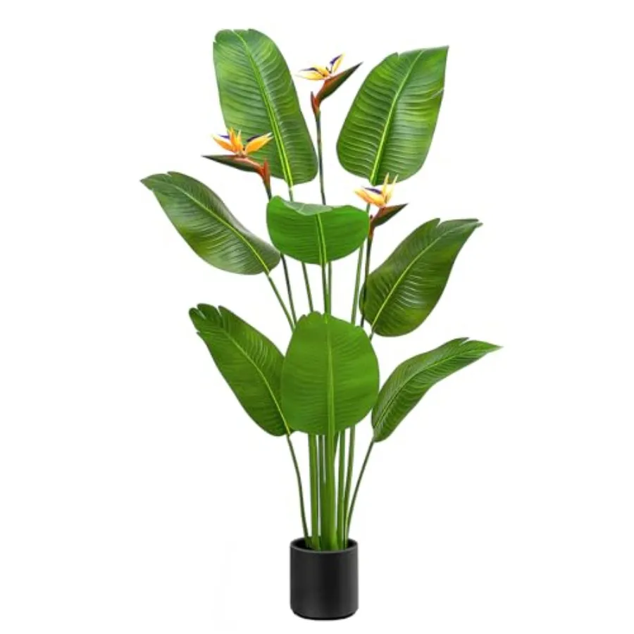 Indoor tropical decor: 5FT artificial Bird of Paradise plant with flowers, plastic and silk materials, green and orange, realis
Indoor tropical decor: 5FT artificial Bird of Paradise plant with flowers, plastic and silk materials, green and orange, realis