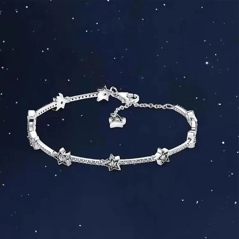 nee 925 sterling silver star bracelet, earrings, rings, sparkling luxury charm, ladies' jewelry bracelet set exquisite gift
nee 925 sterling silver star bracelet, earrings, rings, sparkling luxury charm, ladies' jewelry bracelet set exquisite gift