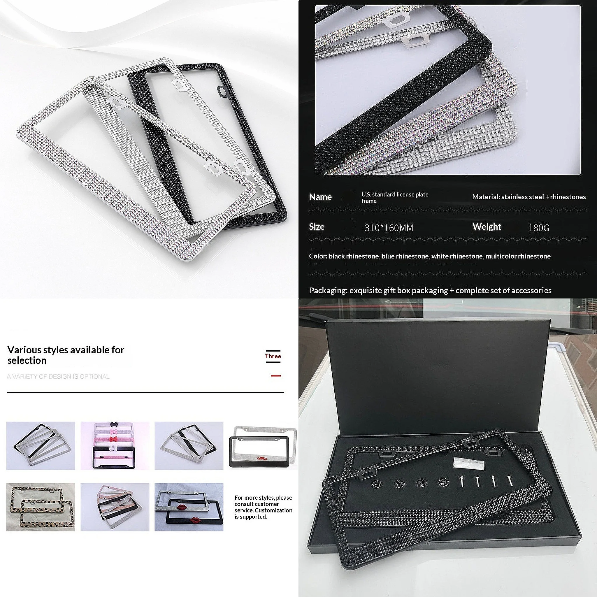 Luxury Rhinestone Metal License Plate Holder Bling Car Tag Frame Decorative
Luxury Rhinestone Metal License Plate Holder Bling Car Tag Frame Decorative