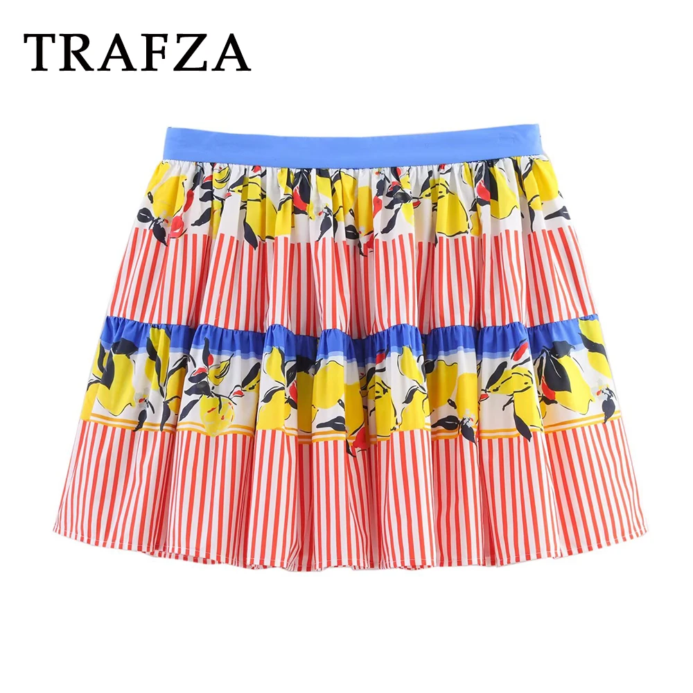 TRAFZA Chic Y2K Patchwork Print Lemon Mini Woman Skirts Fashion 2025 Summer Striped A-Line Sweet Pleated Vintage Mujer Skirts
TRAFZA Chic Y2K Patchwork Print Lemon Mini Woman Skirts Fashion 2025 Summer Striped A-Line Sweet Pleated Vintage Mujer Skirts