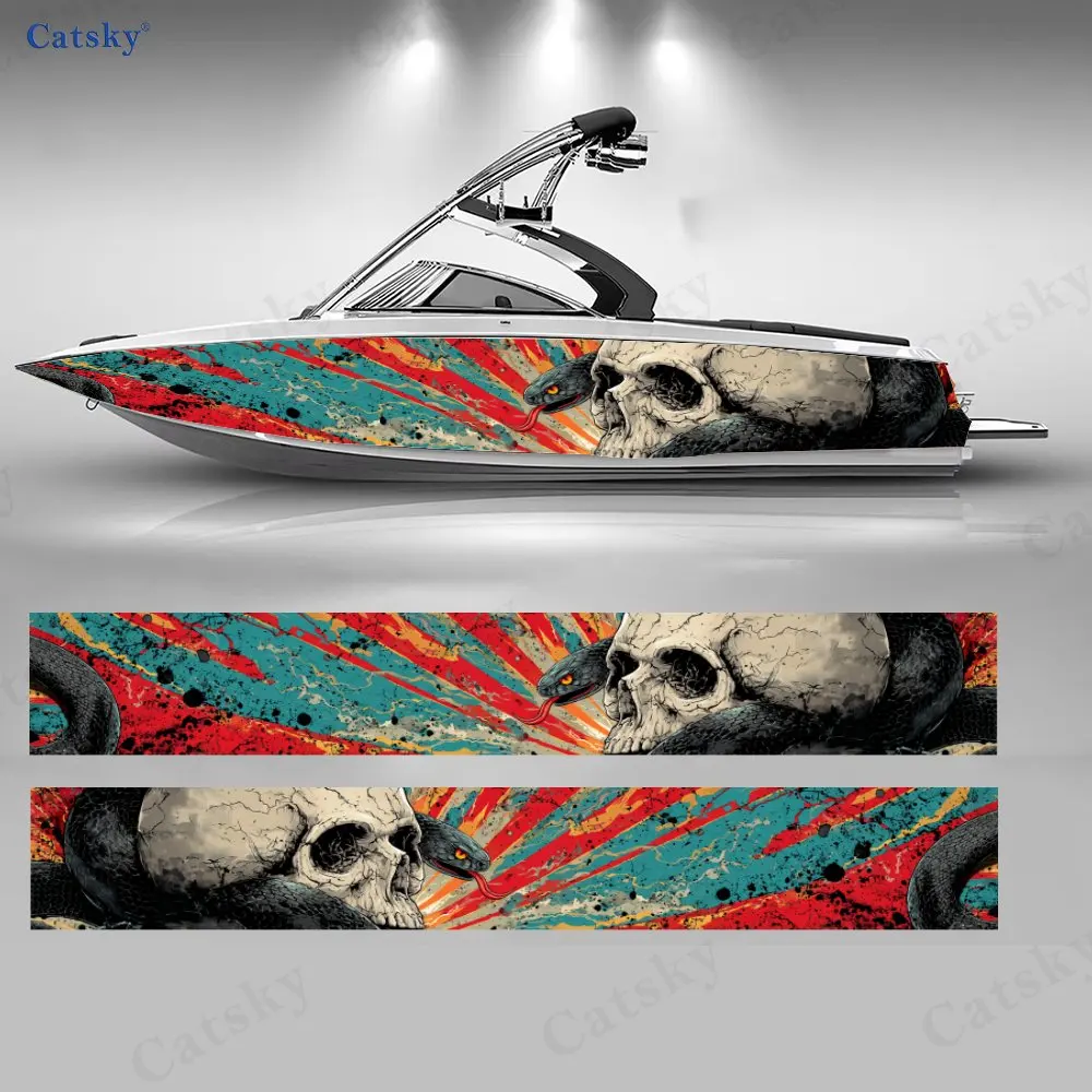 2 шт. наклеек в панк-стиле с черепом и змеей для лодки, водонепроницаемые виниловые наклейки из ПВХ для рыболовных судов, прочный и стильный дизайн
2 шт. наклеек в панк-стиле с черепом и змеей для лодки, водонепроницаемые виниловые наклейки из ПВХ для рыболовных судов, прочный и стильный дизайн