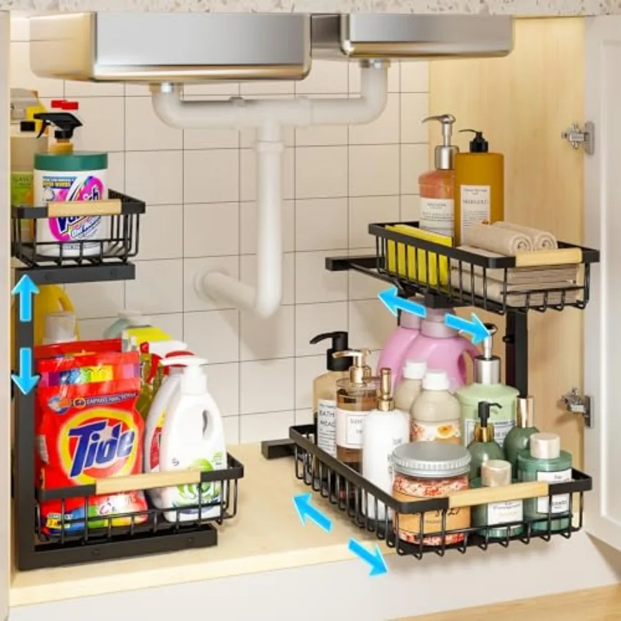 Under Sink Organizer, Height Adjustable Under Sink Organizers and Storage, 2 Tier Pull Out Drawer Cabinet Storage for Kitchen B
Under Sink Organizer, Height Adjustable Under Sink Organizers and Storage, 2 Tier Pull Out Drawer Cabinet Storage for Kitchen B
