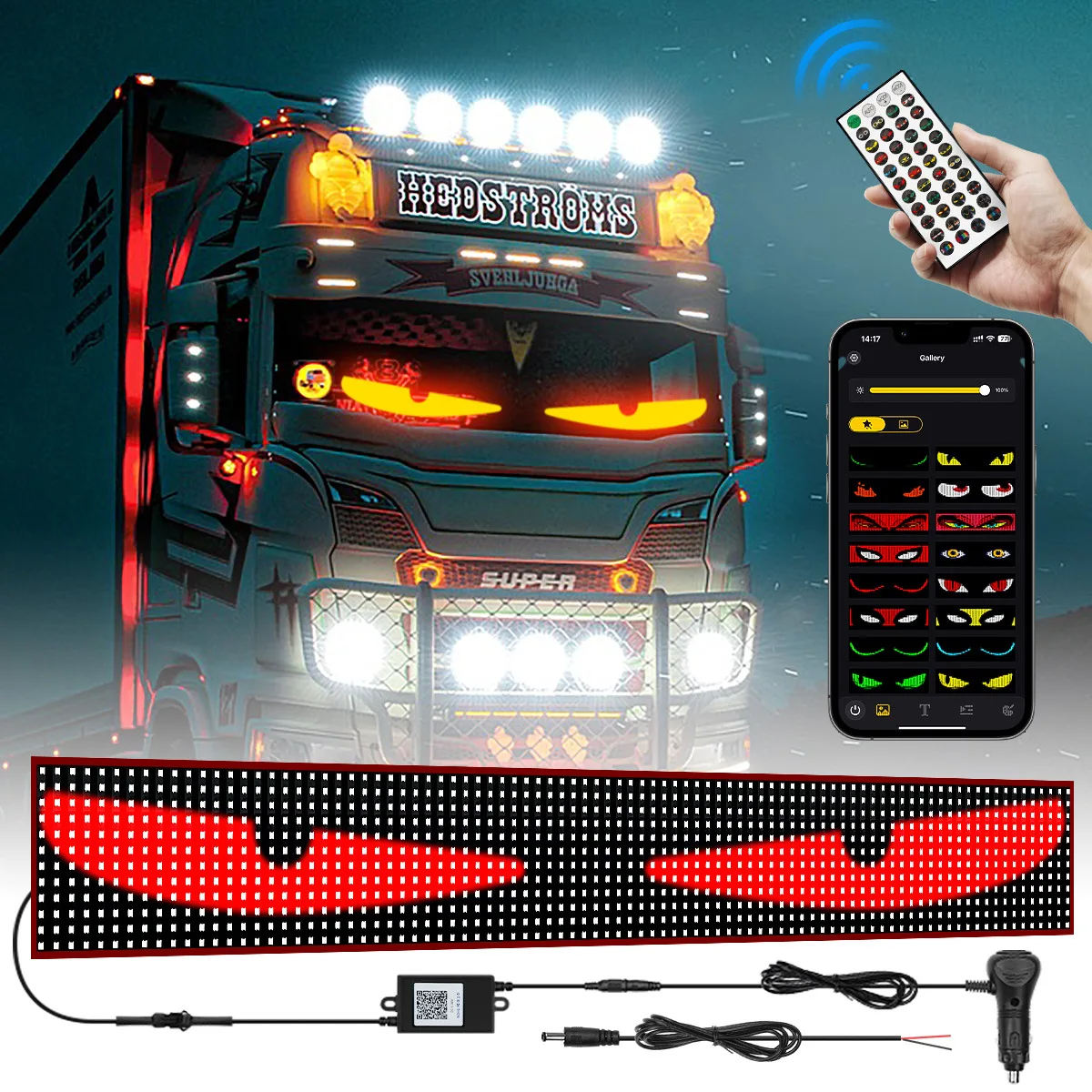 App Car Truck Devil Eye LED Pixel Panel Light Remote Control Soft Folding Lighting Rolling Panel Windshield 12V 24V
App Car Truck Devil Eye LED Pixel Panel Light Remote Control Soft Folding Lighting Rolling Panel Windshield 12V 24V