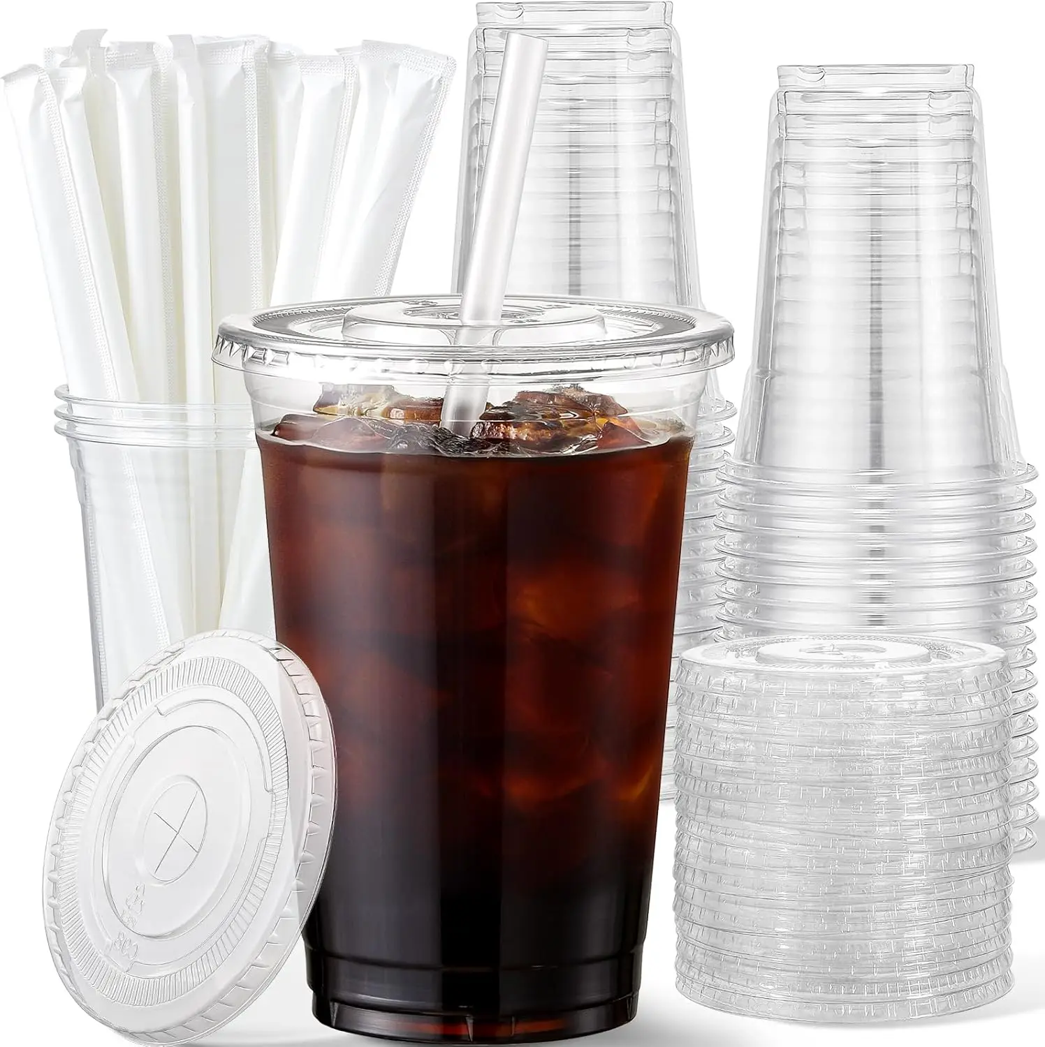 16 oz Plastic Cups with Lids and Straws, 50 Pack Disposable Clear Cups for Cold Drinks Iced Coffee Tea Smoothies, BPA Free
16 oz Plastic Cups with Lids and Straws, 50 Pack Disposable Clear Cups for Cold Drinks Iced Coffee Tea Smoothies, BPA Free