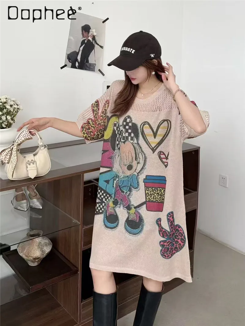 Women's Clothing Medium Length Hollow Short-sleeved T-shirt Dress Women 2025 Summer New Loose Heavy Industry Hot Diamond Dress
Women's Clothing Medium Length Hollow Short-sleeved T-shirt Dress Women 2025 Summer New Loose Heavy Industry Hot Diamond Dress
