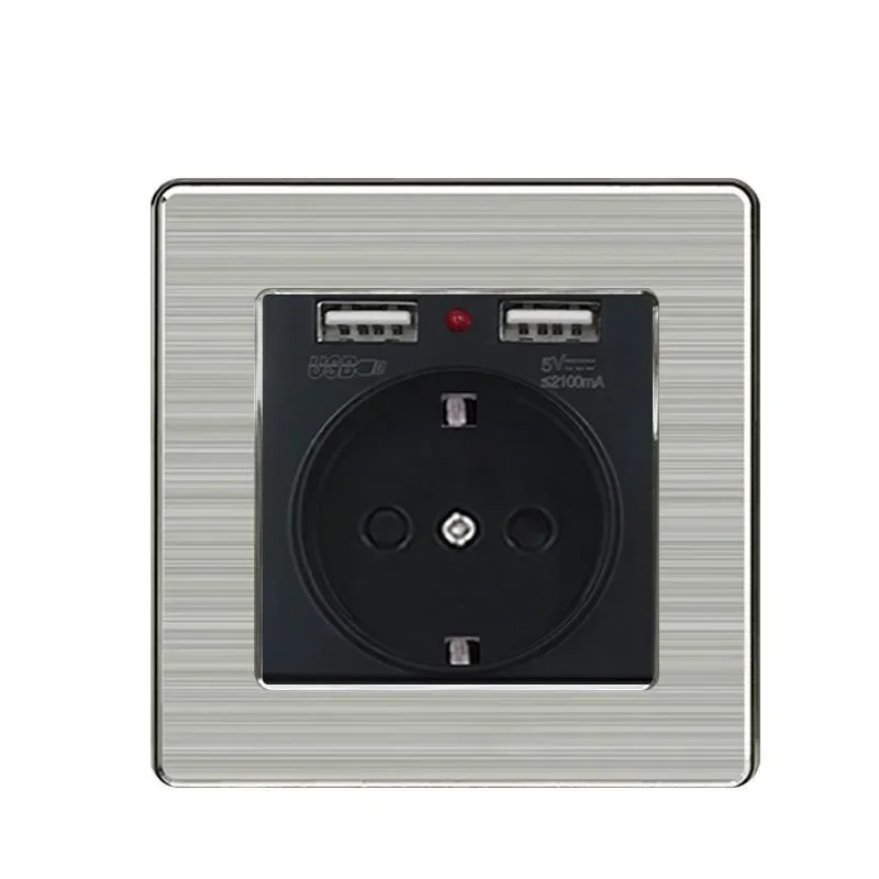 Настенное зарядное устройство (адаптер) с двумя USB-портами (5В, 2.1А) и светодиодным индикатором, 16А, розетка стандарта ЕС, панель из нержавеющей стали, Германия
Настенное зарядное устройство (адаптер) с двумя USB-портами (5В, 2.1А) и светодиодным индикатором, 16А, розетка стандарта ЕС, панель из нержавеющей стали, Германия