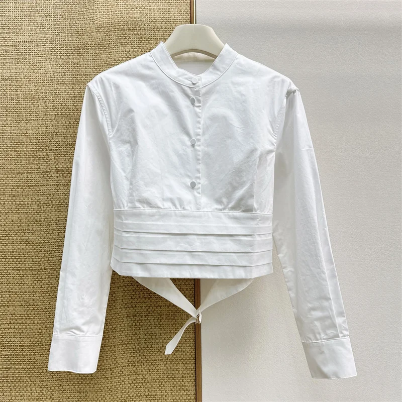 Women's shirt 2026 summer new single breasted slim fit women's long sleeved top short pure cotton women's blouse tops for woman
Women's shirt 2026 summer new single breasted slim fit women's long sleeved top short pure cotton women's blouse tops for woman
