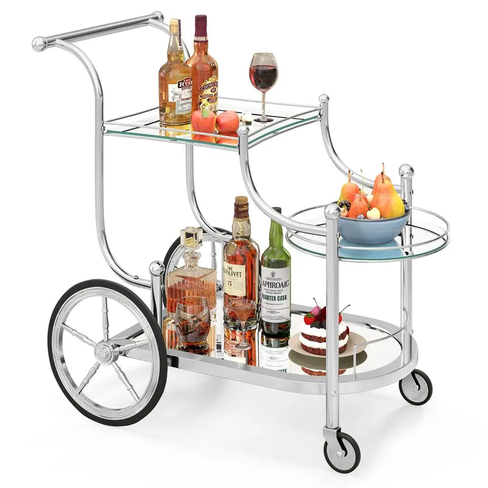 Glass Rolling Bar Cart, Rolling Serving Cart with 3Tier Shelf, Directional Wheels amp Universal Wheels, Mobile Wine Tea Serving
Glass Rolling Bar Cart, Rolling Serving Cart with 3Tier Shelf, Directional Wheels amp Universal Wheels, Mobile Wine Tea Serving