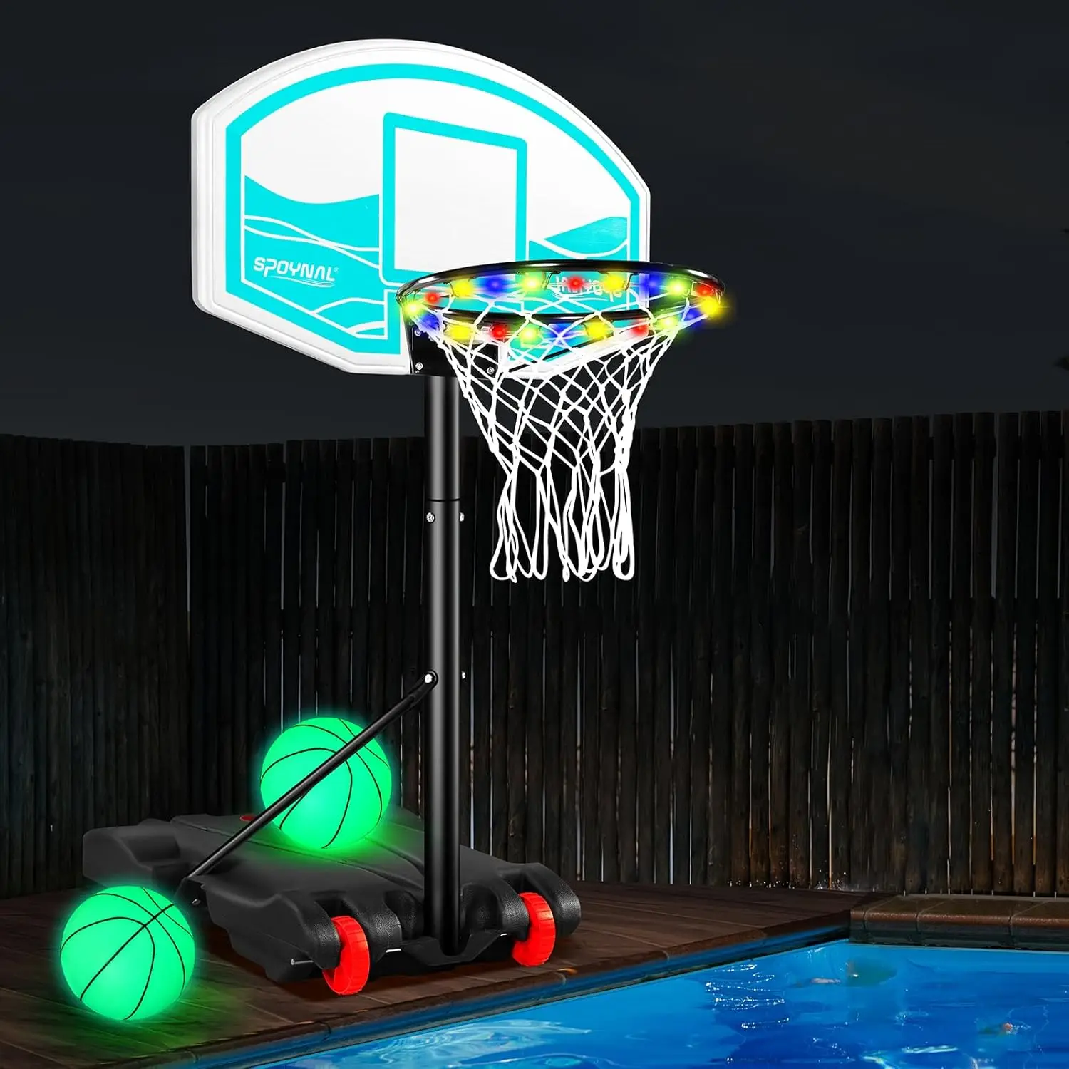 Adjustable Pool Basketball Hoop with LED Light, 2 Balls and Air Pump - Portable Water Basketball Goal System, 7-Height Settings for Swimming Pool
Adjustable Pool Basketball Hoop with LED Light, 2 Balls and Air Pump - Portable Water Basketball Goal System, 7-Height Settings for Swimming Pool