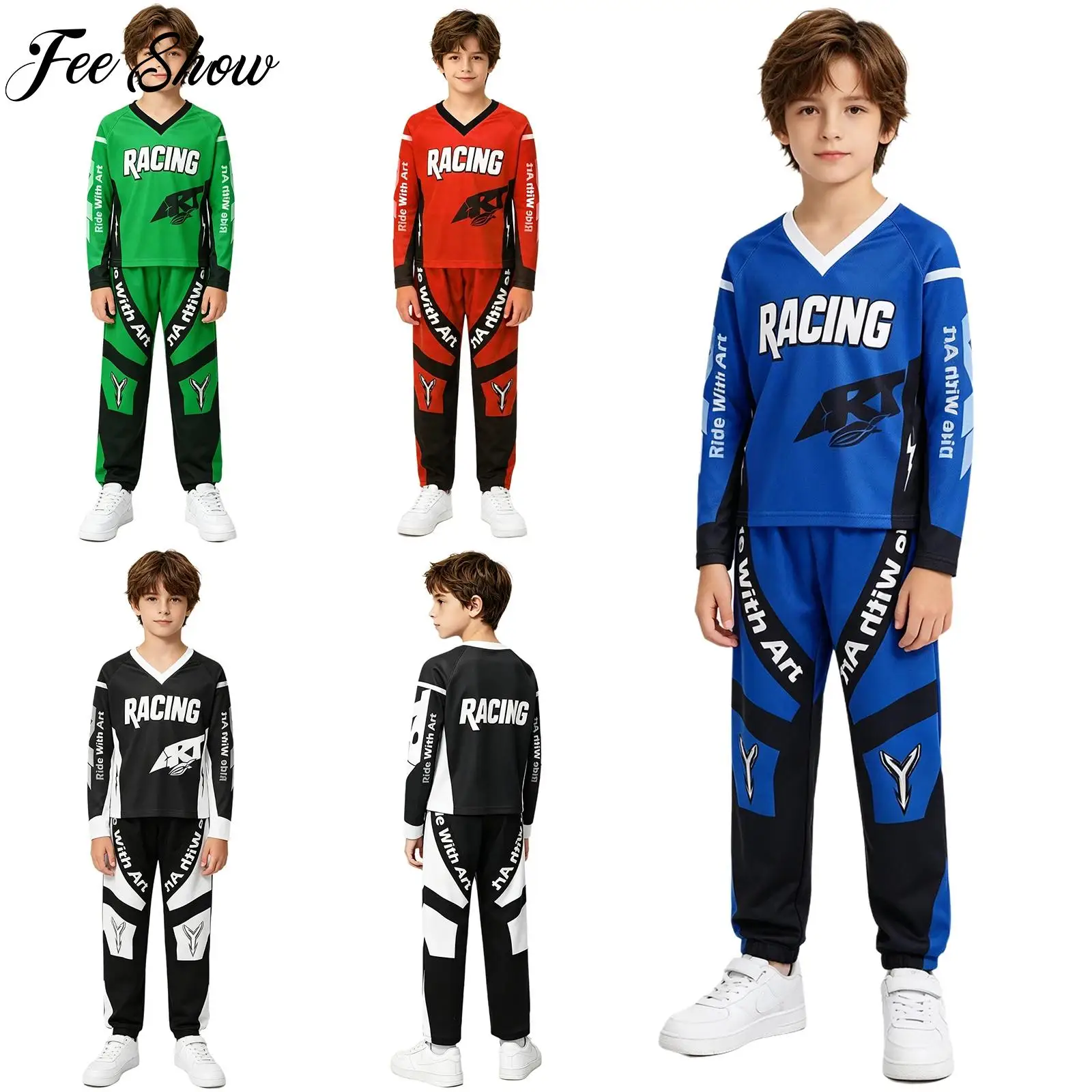 Boys Off Road Motorcycle Set Letter Print Color Block V Neck Long Sleeve Stretchy Elastic Waistband Pants Motocross Adventure
Boys Off Road Motorcycle Set Letter Print Color Block V Neck Long Sleeve Stretchy Elastic Waistband Pants Motocross Adventure
