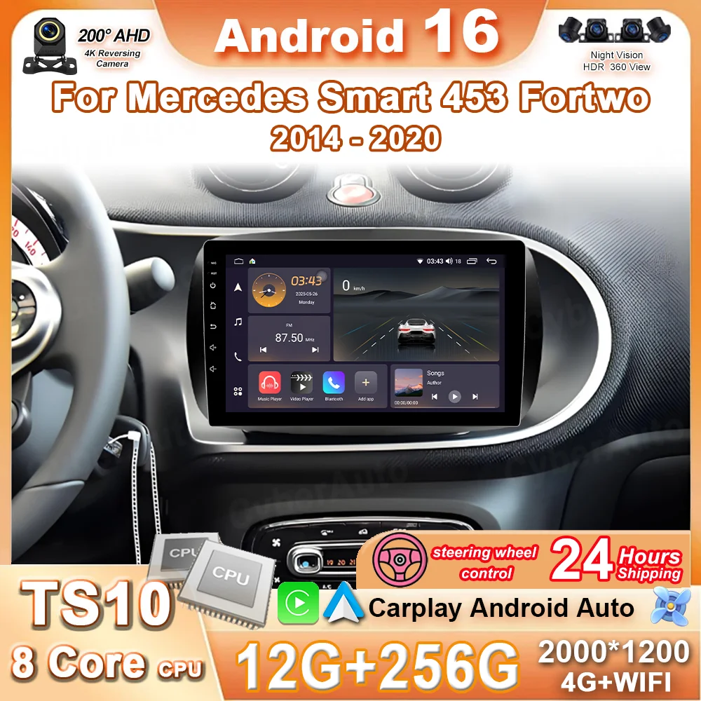 Android 16 Wireless Carplay Auto For Mercedes Smart 453 Fortwo 2014 2015 2016 2017 2018 2019 2020 Car Radio Multimedia Player 4G
Android 16 Wireless Carplay Auto For Mercedes Smart 453 Fortwo 2014 2015 2016 2017 2018 2019 2020 Car Radio Multimedia Player 4G