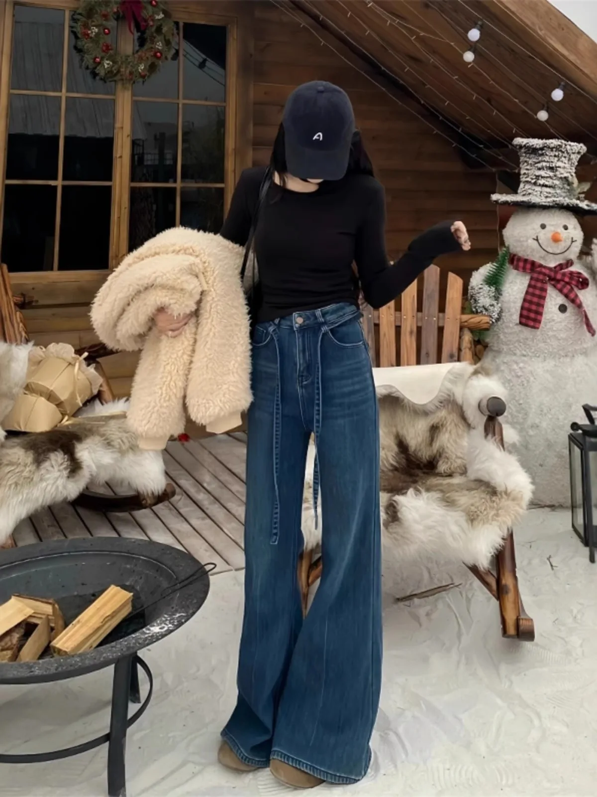 Retro Flared Denim Jeans Women's Autumn Winter New Style Fleece Lined Thickened Design High Waist Straight Leg Wide Leg Pants
Retro Flared Denim Jeans Women's Autumn Winter New Style Fleece Lined Thickened Design High Waist Straight Leg Wide Leg Pants