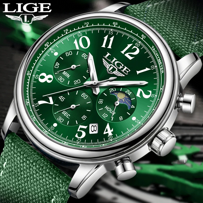 LIGE Waterproof Watch Men Fashion Business Green Leather Watch For Men Casual Military Sports Waterproof Quartz Chronograph Male
LIGE Waterproof Watch Men Fashion Business Green Leather Watch For Men Casual Military Sports Waterproof Quartz Chronograph Male