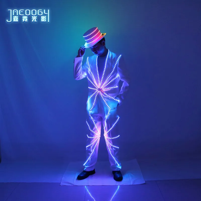 LED Costume White Light up Suit Men Circus Magician Stage Performance Wear Nightclub DJ Singer Dance Clothes 2025 New 
LED Costume White Light up Suit Men Circus Magician Stage Performance Wear Nightclub DJ Singer Dance Clothes 2025 New