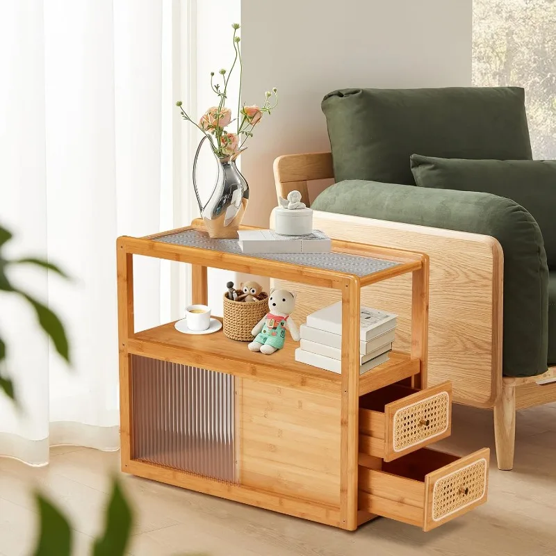 Nightstand, Boho Mid Century Modern Coffee Side End Table with 360 Degree Hidden Pulleys, Removable Tempered Glass Deskto
Nightstand, Boho Mid Century Modern Coffee Side End Table with 360 Degree Hidden Pulleys, Removable Tempered Glass Deskto