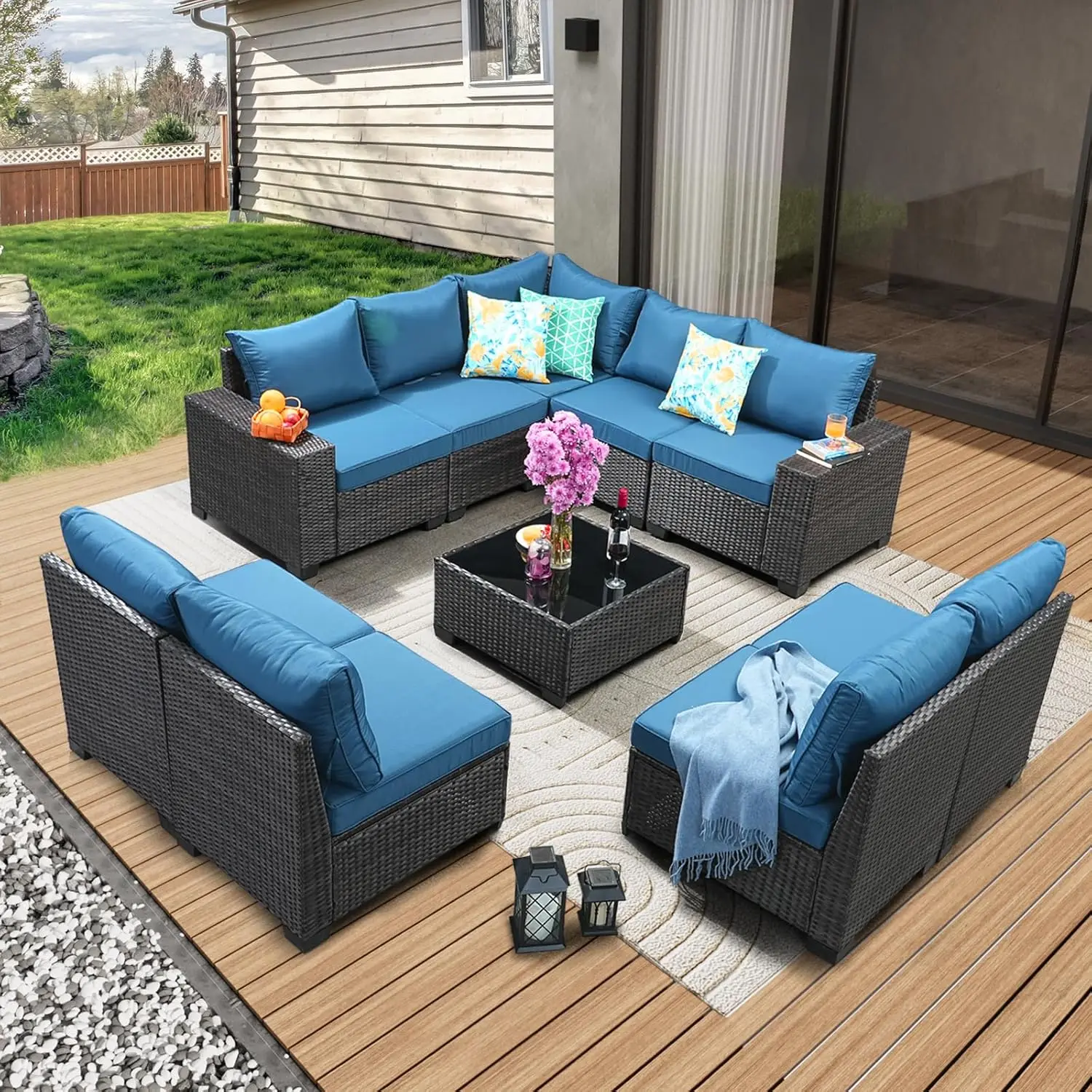 10 Pieces Patio Furniture Set All-Weather Outdoor Wicker Sectional Conversation Sofa Rattan Patio Seating Sofa , Customized
10 Pieces Patio Furniture Set All-Weather Outdoor Wicker Sectional Conversation Sofa Rattan Patio Seating Sofa , Customized