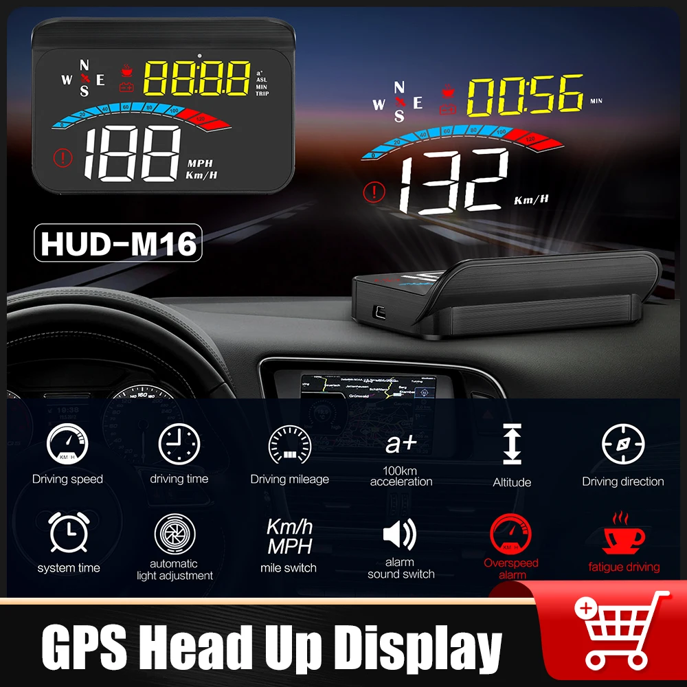 M16 GPS HUD Windshield Projection Head Up Display Speedometer Digital Speed Projector Compass Voltage Distance Altitude MPH KMH
M16 GPS HUD Windshield Projection Head Up Display Speedometer Digital Speed Projector Compass Voltage Distance Altitude MPH KMH