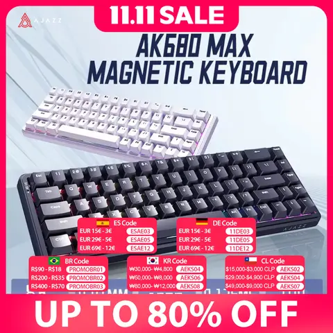 AJAZZ AK680 MAX Mechanical Keyboard HE Hall Effect Switch 60% 8k/1K RGB Wired/Wireless Gaming Rapid Trigger Magnetic Keyboard