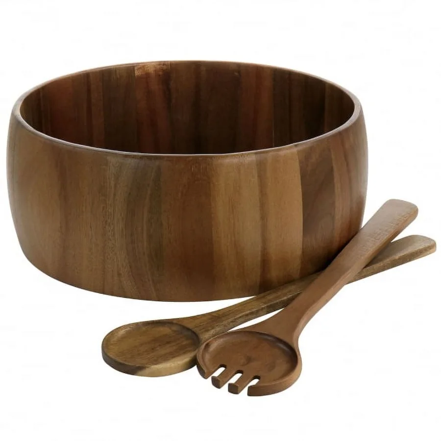 3 Piece Acacia Wood Salad Bowl and Spoon Set in Brown
3 Piece Acacia Wood Salad Bowl and Spoon Set in Brown
