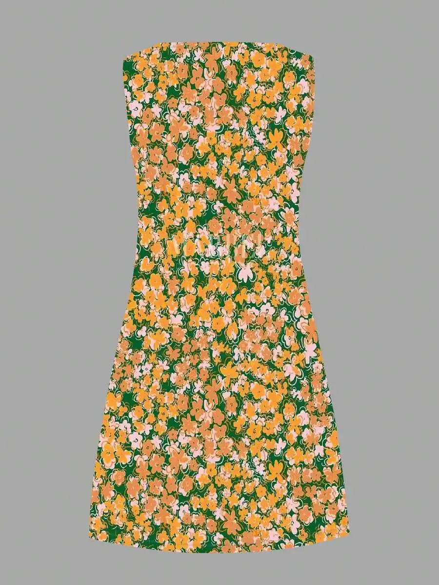 Floral Print Sleeveless Dress For Casual Wear
Floral Print Sleeveless Dress For Casual Wear
