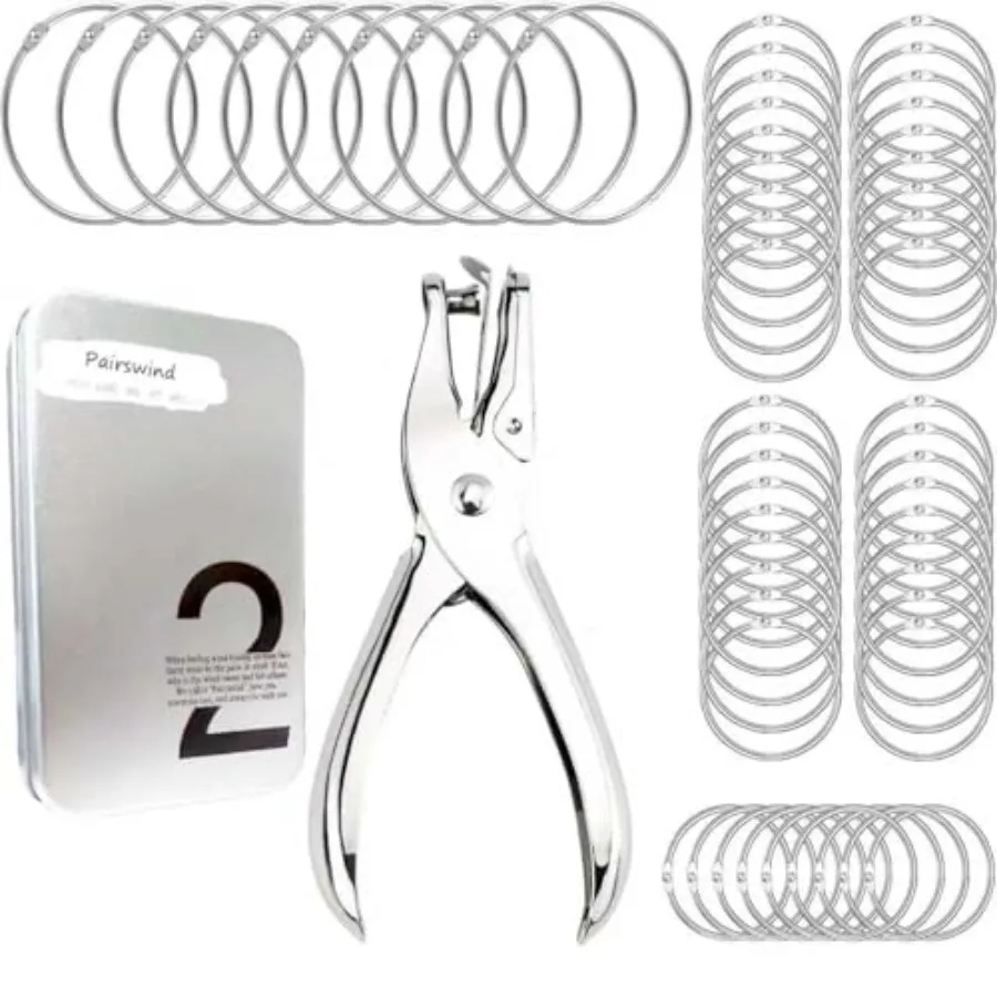 Loose Leaf Binder Book Rings with Hole Puncher, 50pcs 1 inch and 10pcs 2 inch Book Rings with 1/4 Inch Metal Single Hole Punch
Loose Leaf Binder Book Rings with Hole Puncher, 50pcs 1 inch and 10pcs 2 inch Book Rings with 1/4 Inch Metal Single Hole Punch