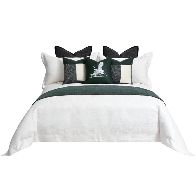 New Chinese model room bedding green soft decoration with hotel villa model room furniture exhibition hall bedding
New Chinese model room bedding green soft decoration with hotel villa model room furniture exhibition hall bedding