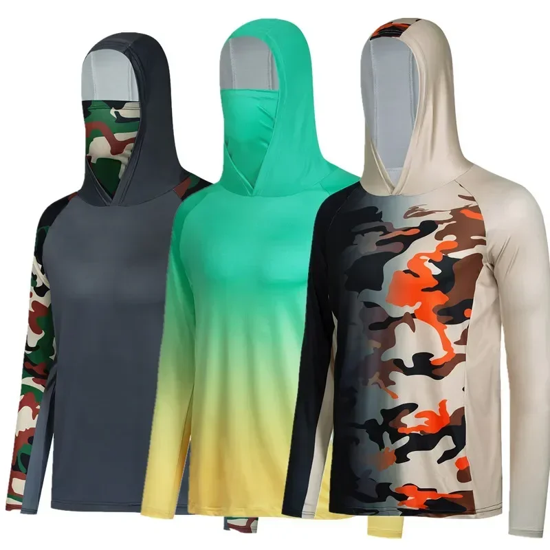 Fishing Shirts Men's Performance Long Sleeve Hooded Angling Clothes With Mask UV Protection Camouflage Fishing T-shirts
Fishing Shirts Men's Performance Long Sleeve Hooded Angling Clothes With Mask UV Protection Camouflage Fishing T-shirts