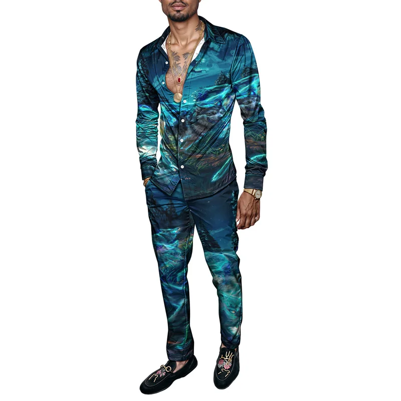 Мужской комплект рубашек весна/лето 202, элегантный мужской костюм с длинным рукавом и принтом волка, звездное небо, изготовленный из высококачественной ткани
Мужской комплект рубашек весна/лето 202, элегантный мужской костюм с длинным рукавом и принтом волка, звездное небо, изготовленный из высококачественной ткани