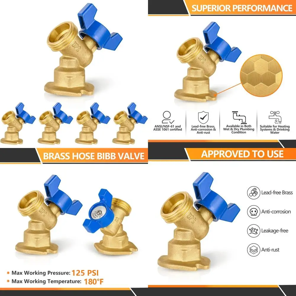 5-Pack 1/4 Turn Brass Outdoor Sillcock with 1/2 FIP Inlet & 3/4 MHT Outlet, Blue (SILLCOCK059)
5-Pack 1/4 Turn Brass Outdoor Sillcock with 1/2 FIP Inlet & 3/4 MHT Outlet, Blue (SILLCOCK059)