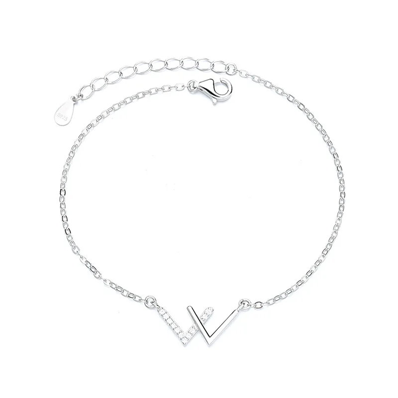 INS Simple Design Rose Gold S925 Sterling Silver W Letter Bracelet with Zircons
INS Simple Design Rose Gold S925 Sterling Silver W Letter Bracelet with Zircons