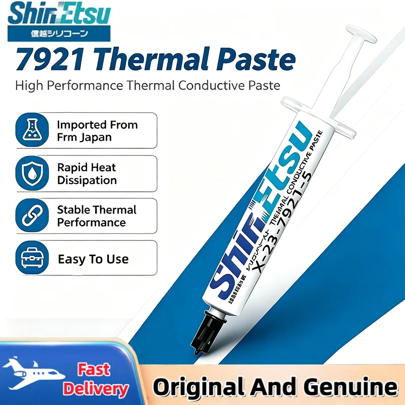 ShinEtsu X-23-7921-5 Thermal Paste 6.0 W/mK High Conductivity CPU GPU Processor Thermal Grease Japan High Quality
ShinEtsu X-23-7921-5 Thermal Paste 6.0 W/mK High Conductivity CPU GPU Processor Thermal Grease Japan High Quality