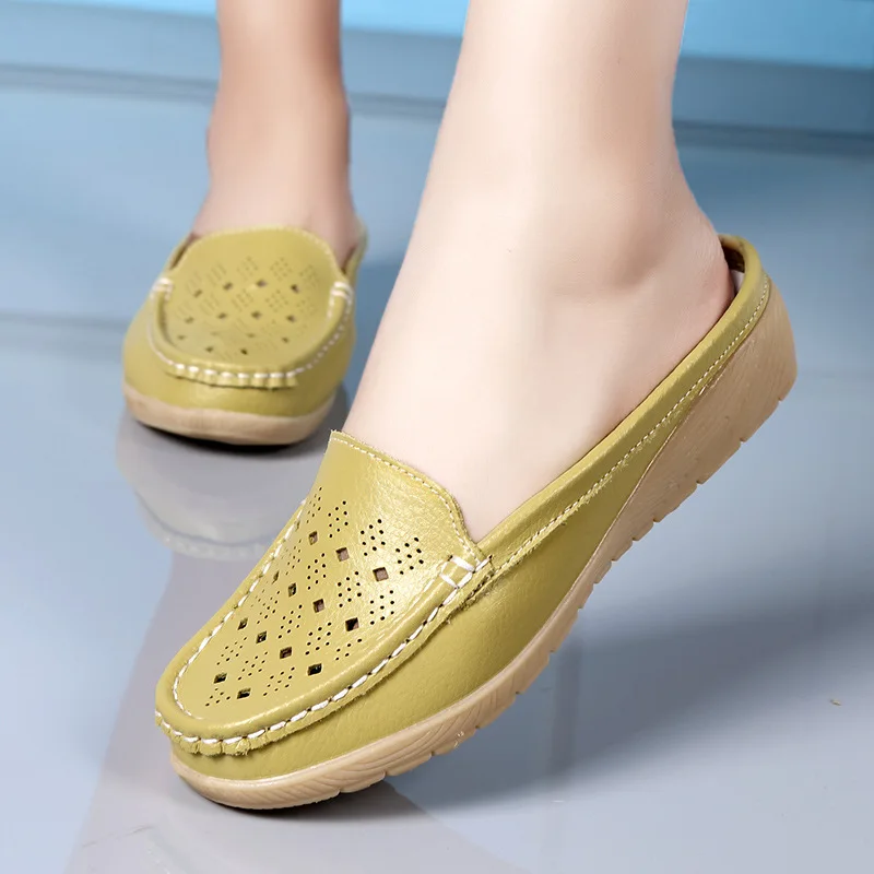 Summer Women Casual Half Slippers Leather Hollow Slip-On Loafers Female Anti-slip Wedge Sandals Outdoor Mother Moccasin Shoes
Summer Women Casual Half Slippers Leather Hollow Slip-On Loafers Female Anti-slip Wedge Sandals Outdoor Mother Moccasin Shoes