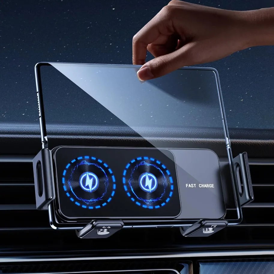 Wireless Car Charger for Samsung Galaxy Z Fold 2-6 Rotatable Dual Coils Fast Charging Phone Holder for Pixel 9 Pro iPhone 16 15
Wireless Car Charger for Samsung Galaxy Z Fold 2-6 Rotatable Dual Coils Fast Charging Phone Holder for Pixel 9 Pro iPhone 16 15