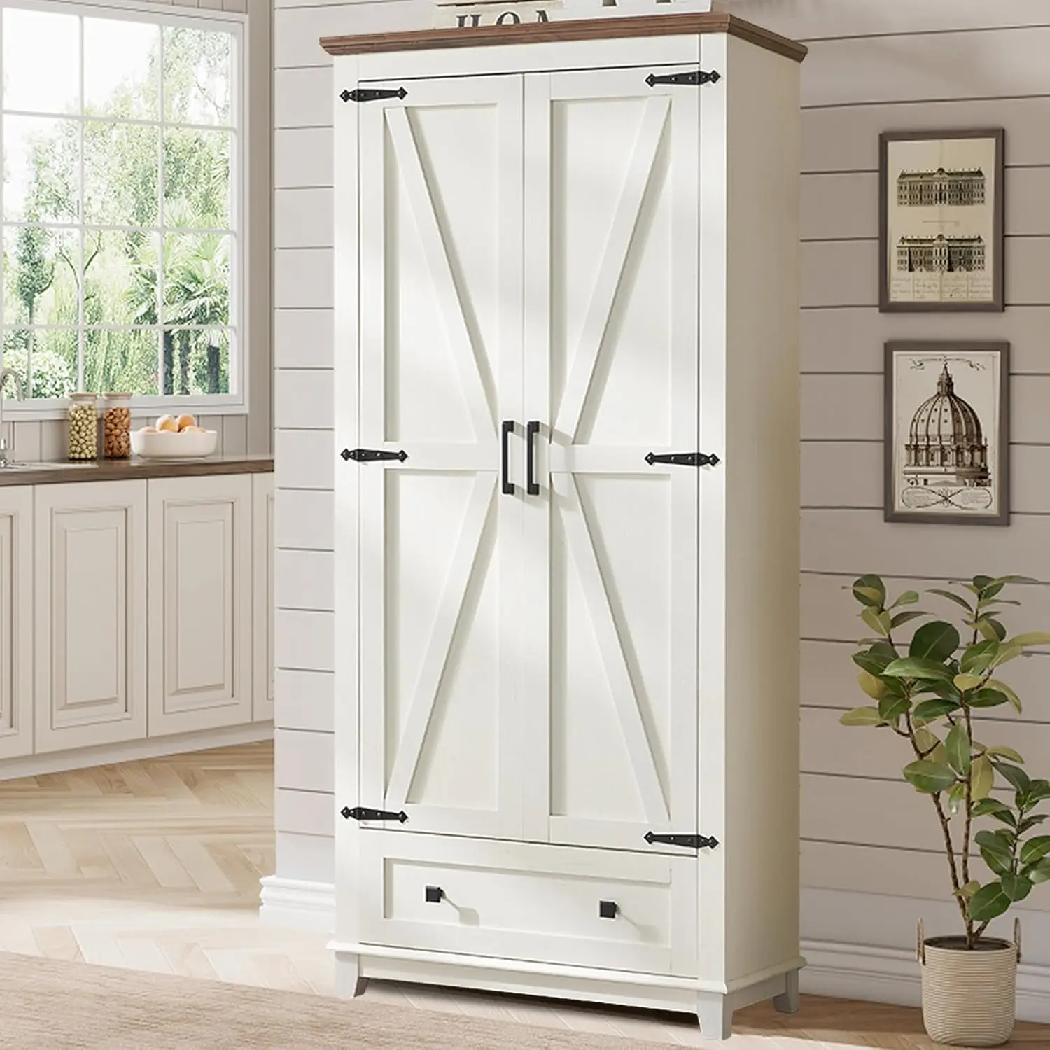 Kitchen Pantry Cabinet, 72" Tall Storage Cabinet with Adjustable Shelves and Barn Doors, Freestanding Kitchen Cupboard
Kitchen Pantry Cabinet, 72" Tall Storage Cabinet with Adjustable Shelves and Barn Doors, Freestanding Kitchen Cupboard