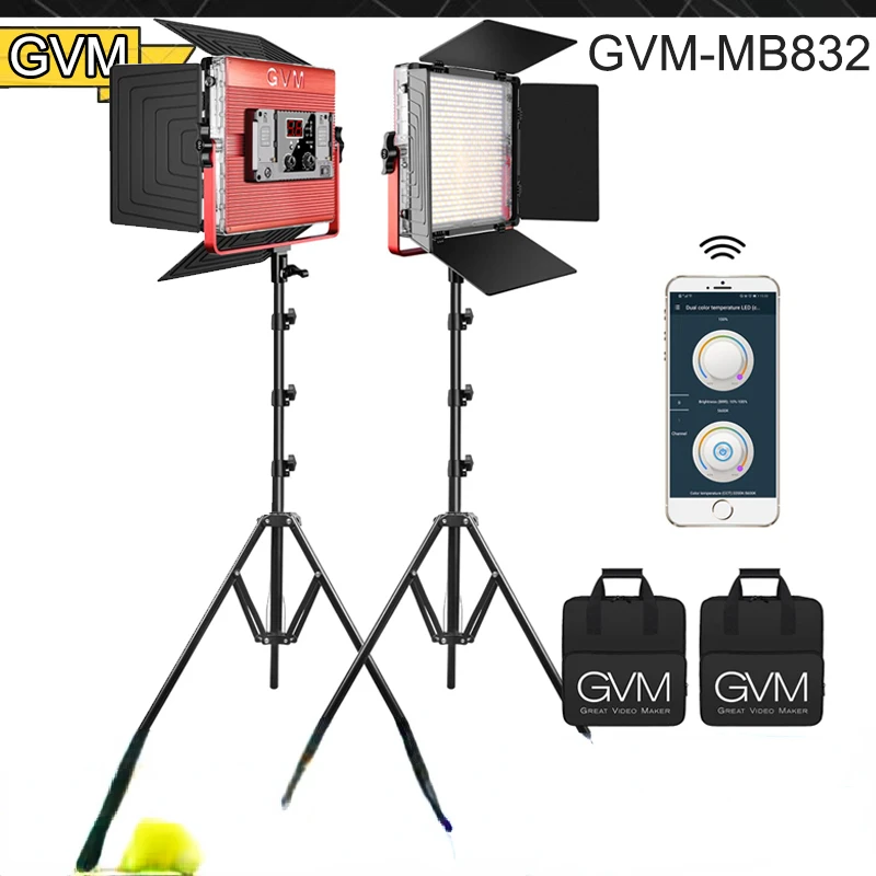 GVM MB832 LED Video Light Kit 50W Dimmable Bi-Color Photography Lighting 3200K-5600K 832Pcs LED Beads 25000lux/0.5m APP Control
GVM MB832 LED Video Light Kit 50W Dimmable Bi-Color Photography Lighting 3200K-5600K 832Pcs LED Beads 25000lux/0.5m APP Control