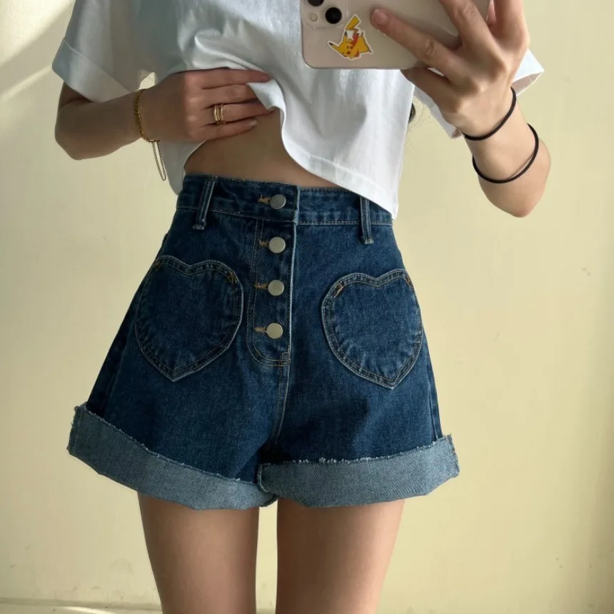 Y2K High Waist Denim Shorts Heart Pockets Button Fly Raw Hem A-line New Summer Minimalist Shorts Harajuku Vintage Chic Shorts
Y2K High Waist Denim Shorts Heart Pockets Button Fly Raw Hem A-line New Summer Minimalist Shorts Harajuku Vintage Chic Shorts